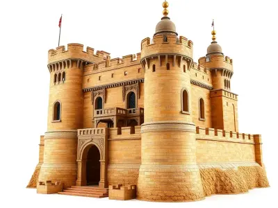 Medieval Sandstone Castle model pack Low-poly 3D model