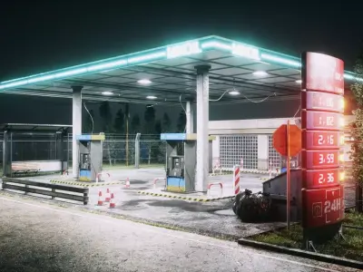 Gas Station Low-poly 3D model