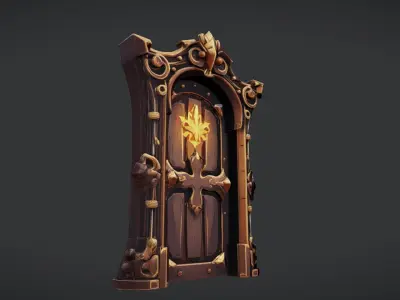 ornate wooden door 3D model