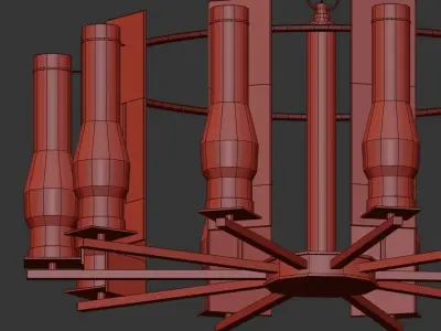 Ships light chandelier with clear glass cylinders 3D model