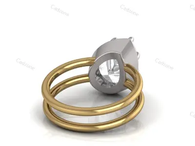 Double Band Pear-Cut Diamond Ring 3D Model 3D print model