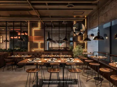 Restaurants scenes 3d model collection 3D Model Pack