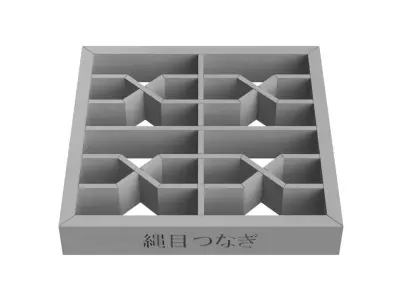 Nawametsunagi wooden window frame with lattice design 3D print model