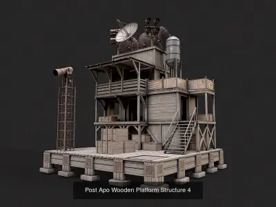Post Apo Wooden Platform Structure Collection 3D Model Pack