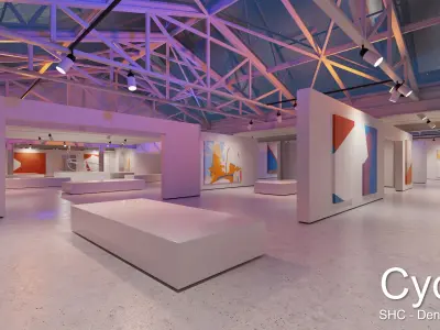 Modern Art Gallery and Photo Studio Day and Night Low-poly 3D model