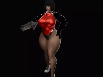Curvy Sci-fi warrior woman 3D print model