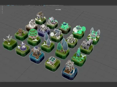 Cartoon scene Low-poly 3D model