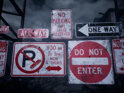 Traffic Sign01 Old Low-poly 3D model