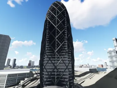 Glazed modern skyscraper 3D model