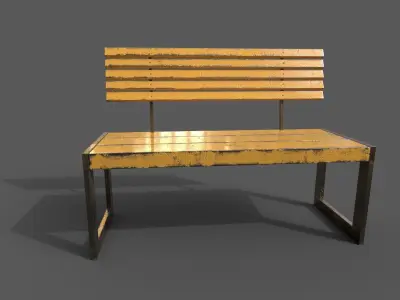 Street Bench Low-poly 3D model