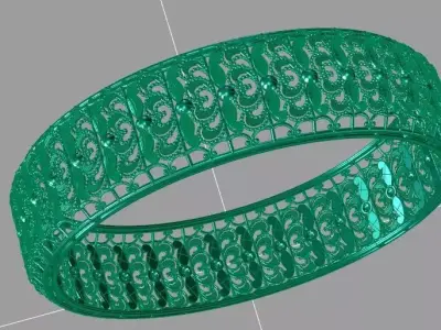 1353 Art Nouveau Style Bangle 21gm 3D print model
