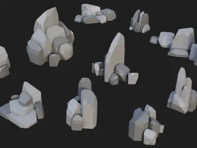 Low Poly Rocks and Stones Big Pack Low-poly 3D model