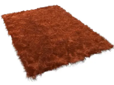 Carpet orange fur rug 3D model