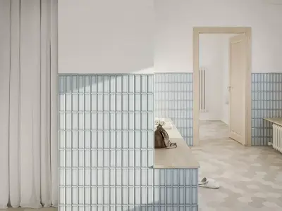 Glossy Gray Fluted Wall Tile 3D Model Texture