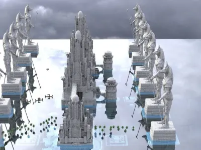 Anubis Temple Archway gate bridge 3D model