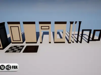 UE4-UE5-FBX-Modular Wall Pack 1 Low-poly 3D model
