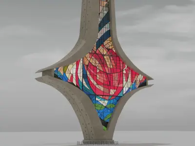 Damascene Sword Monument Damascus Syria 3D model