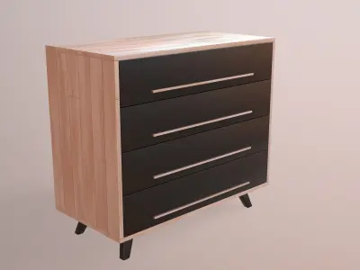 Wooden Modern Floor Dresser Low-poly 3D model