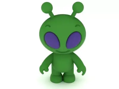 3D Printable Cute Green Alien Character Model 3D print model