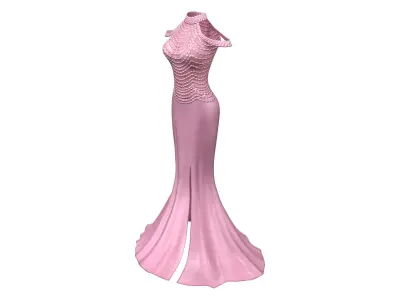 Shoulder Cutout Mermaid Dress Low-poly 3D model
