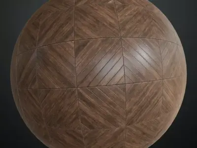 Geometric Triangular Oak Wood Parquet PBR Texture