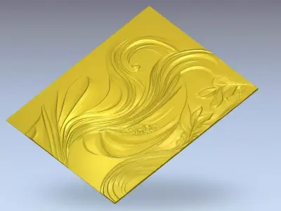 Fluid Organic Relief Panel Wall Decor Set STL Mural CNC 374 3D model
