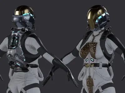 Space Girl Low-poly 3D model