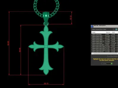 Light Gold 18K Cross Pendant 1CP049 3D print model