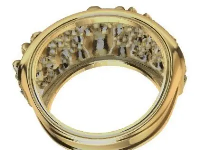 Ring multiple skulls mens silver band biker Hollow Jewelry 3D print model