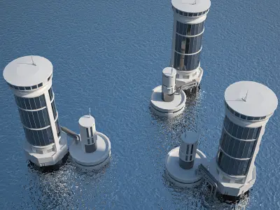 Industrial Sea Tower Low-poly 3D model