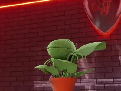 carnivorous plant with teeth - rigged 3D model