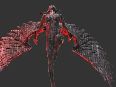 Dark Crescent Angel Statue 3D model