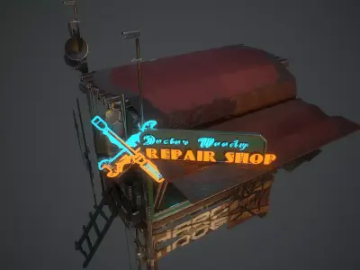 Repair Shop Low-poly 3D model