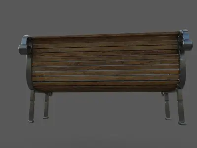 bench wooden Low-poly 3D model