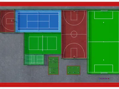 Mini stadiums and street fitness Badminton tennis 3D model