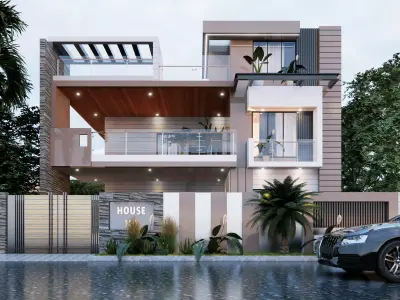 Exterior Design Modern House Elevation 3D model 3D model