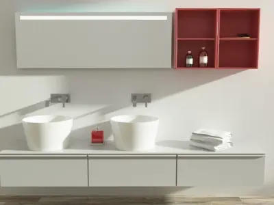 modern bathroom with parquet floor 3D model