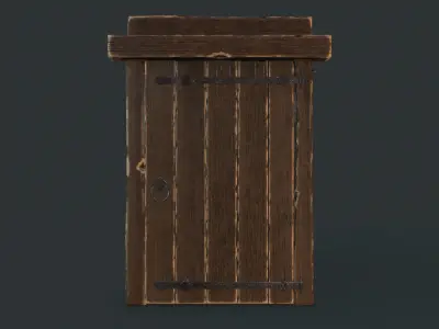 Medieval door set Low-poly 3D model