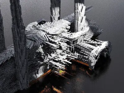 Sunken Fusion Core Towers Kitbash 3D model