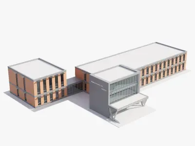 administrative realistic building Low-poly 3D model