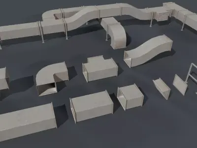 Ventilation Modular Game Ready Low-poly 3D model