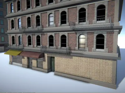 Modular Building Set Low-poly 3D model