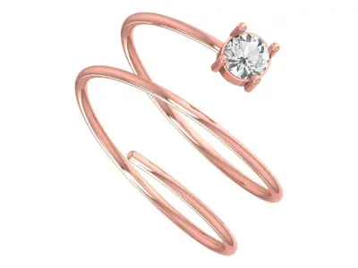 Solitaire Women Spiral Round Stone Band Ring 3D print model purchase