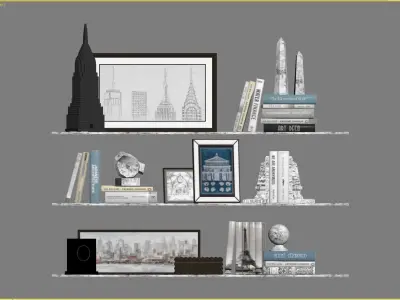 Decor Set 3 glass shelf 3D model
