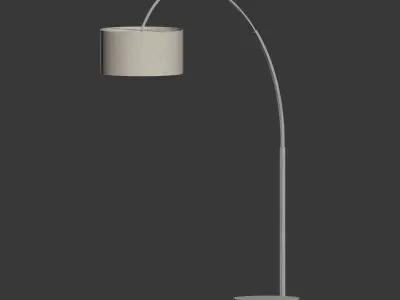 Overarching Linen Shade Floor Lamp 3D model