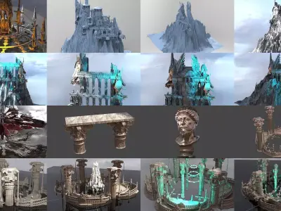 Ancient Greek Arena Temple Collection 3D Model Pack