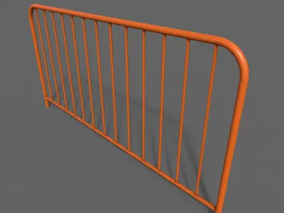 PBR Pedestrian Guard Rail Orange V1 Low-poly 3D model