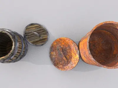 casks oil-barrels Low-poly 3D model