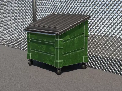 Stylized Garbage Container Low-poly 3D model
