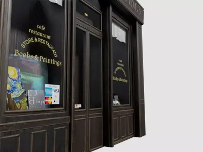 ground floor street shops with 2k  pbr textures Low-poly 3D model